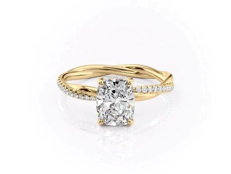 The Stacey Set With A 3 Carat Elongated Cushion Moissanite on Sale