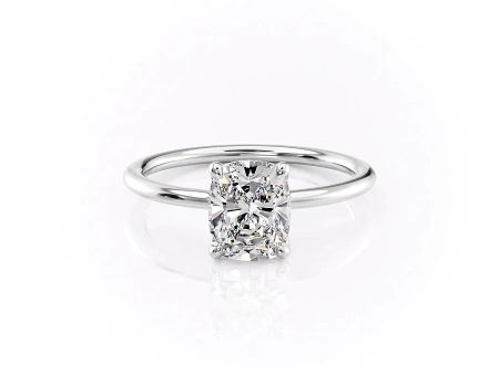 The Ashley Set With A 4.5 Carat Elongated Cushion Moissanite Online Sale