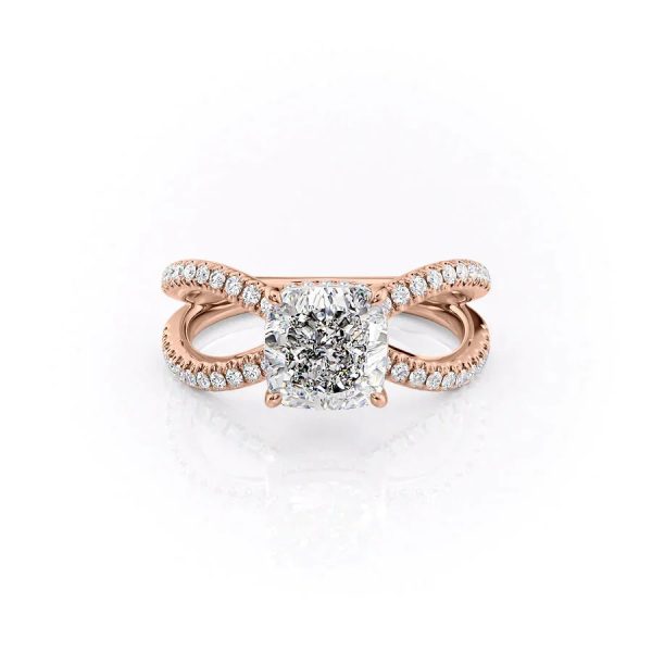 The Zoey Set With A 1 Carat Cushion Moissanite For Sale