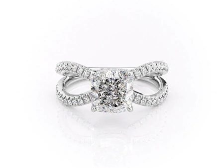 The Zoey Set With A 2 Carat Cushion Moissanite For Sale