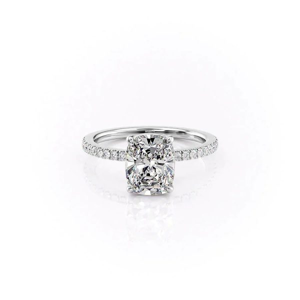 The Pave Eleanor Set With A 5 Carat Elongated Cushion Moissanite Online Hot Sale