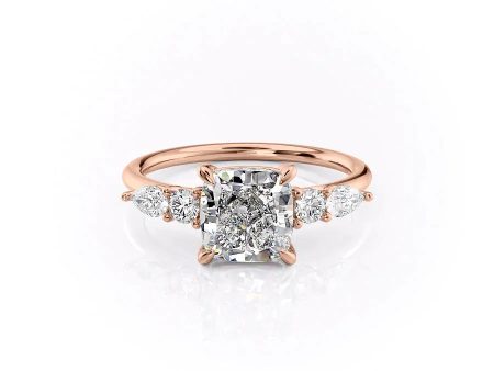 The Abigail Set With A 4 Carat Cushion Moissanite Cheap