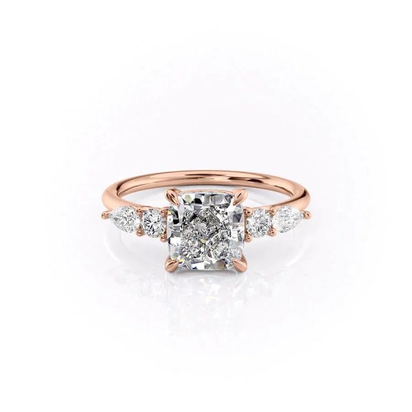 The Abigail Set With A 4 Carat Cushion Moissanite Cheap