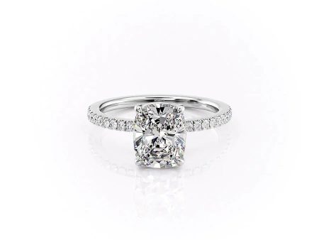 The Pave Eleanor Set With A 2.5 Carat Elongated Cushion Moissanite Sale