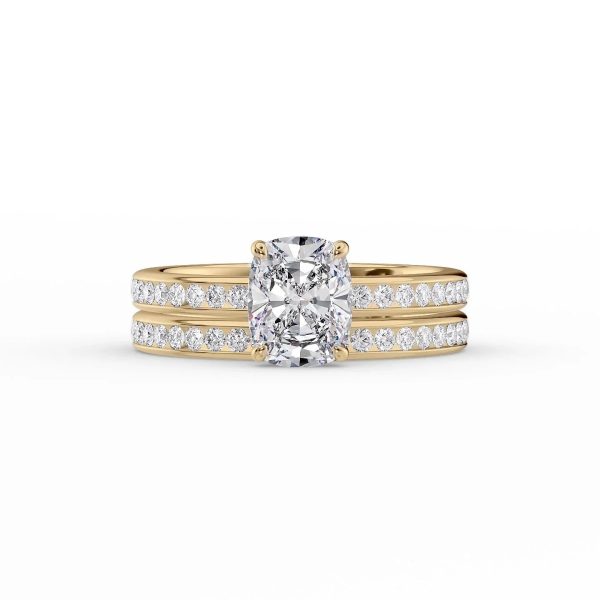 The Marilyn Set With A 3 Carat Elongated Cushion Moissanite Fashion