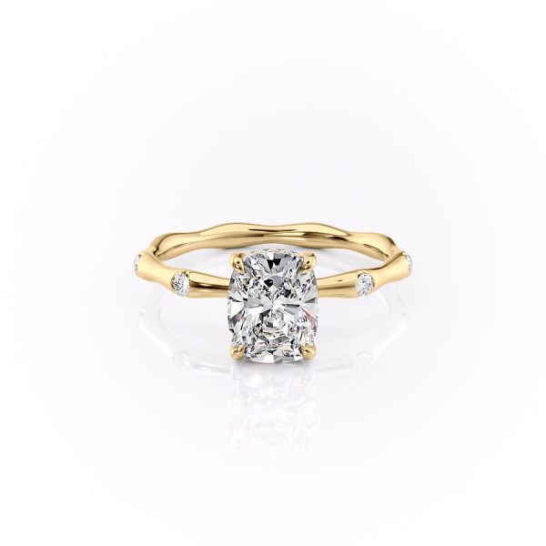 The Samantha Set With A 2 Carat Elongated Cushion Moissanite Online Sale