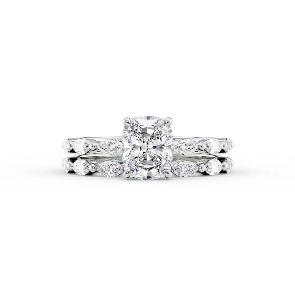 The Lucia Set With A 1 Carat Elongated Cushion Moissanite Online Sale