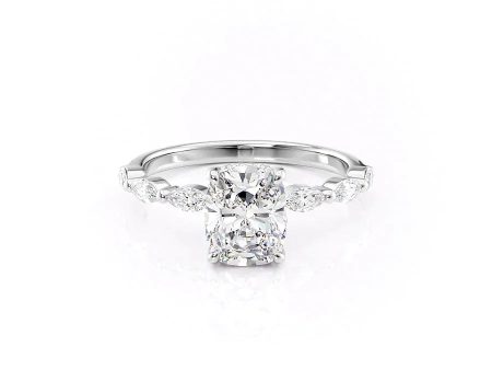 The Lucia Set With A 1 Carat Elongated Cushion Moissanite Online Sale