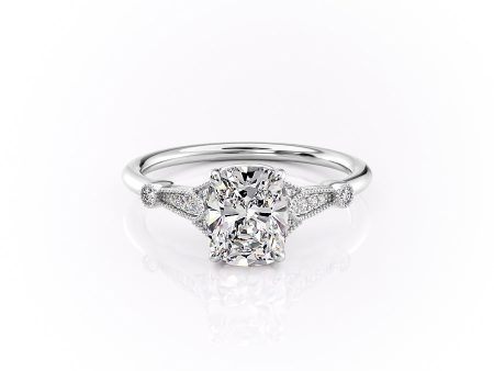 The Stephanie Set With A 2 Carat Elongated Cushion Moissanite Online Sale