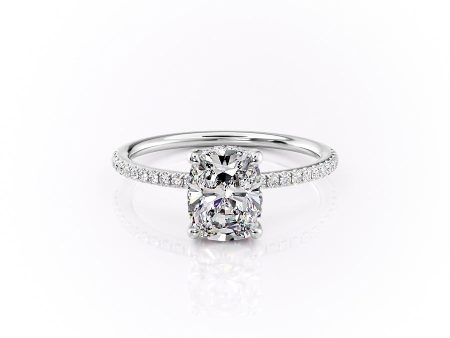 The Pave Sarah Set With A 2 Carat Elongated Cushion Moissanite Online Hot Sale