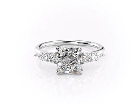 The Abigail Set With A 3.5 Carat Cushion Moissanite For Sale