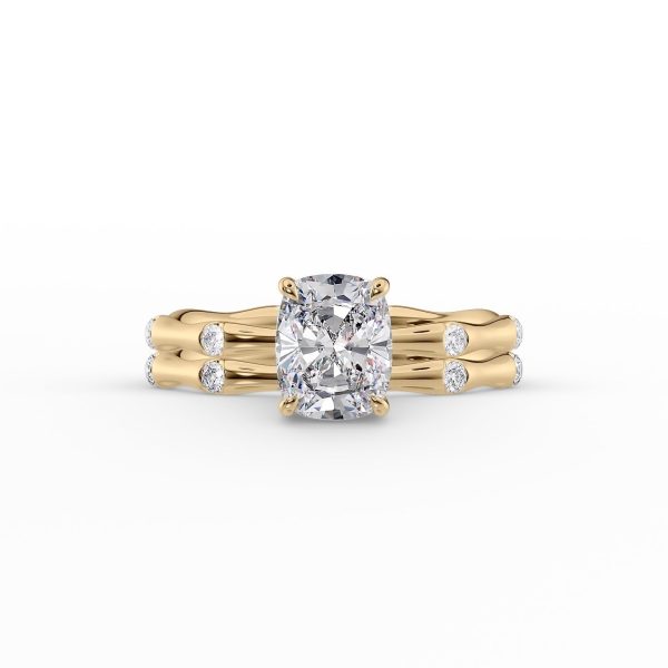 The Samantha Set With A 2 Carat Elongated Cushion Moissanite Online Sale