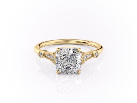 The Stephanie Set With A 1.5 Carat Cushion Moissanite Cheap