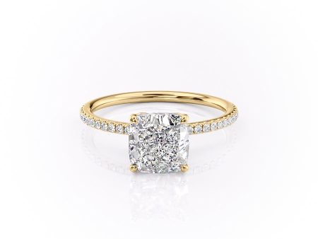 The Pave Lily Set With A 1.5 Carat Cushion Moissanite For Sale