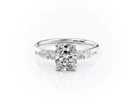 The Abigail Set With A 3 Carat Elongated Cushion Moissanite Online now