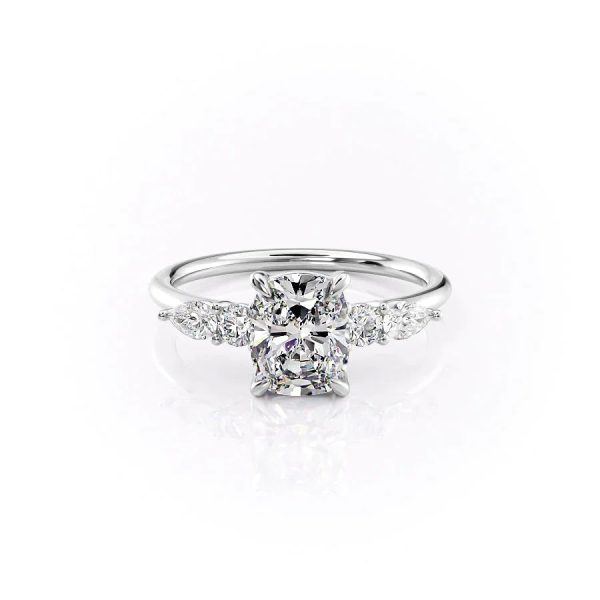 The Abigail Set With A 3 Carat Elongated Cushion Moissanite Online now